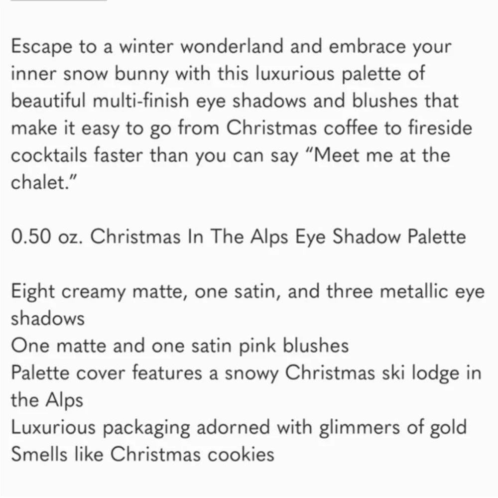 Too Faced Christmas in the Alps Limited Edition Face Eyeshadow Palette NWT